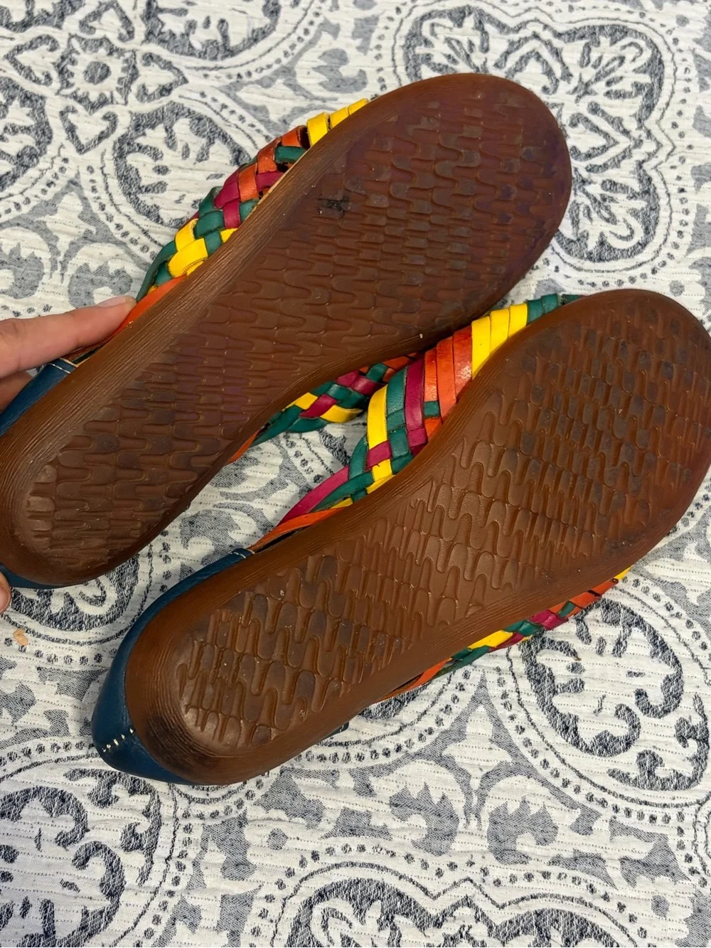 Multicolor Lupita Woven Leather Huarache Flats - Women 8 - Picture 5 of 6